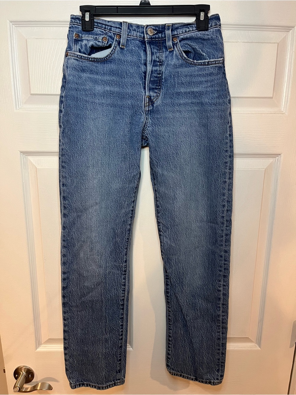 Levi's Blue Denim 501 Jeans with Gold Stitching